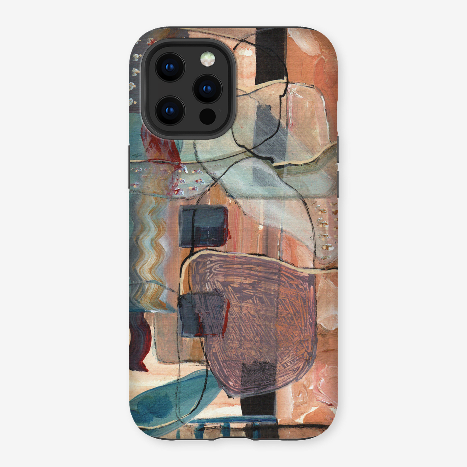 glossy hard phone case with earth tones and hand painted abstract shapes.  Various sizes available, a great original artwork gift