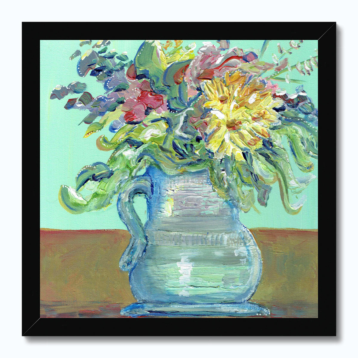 Fluffy and free mint and flowers print - Rebecca Carr Artist