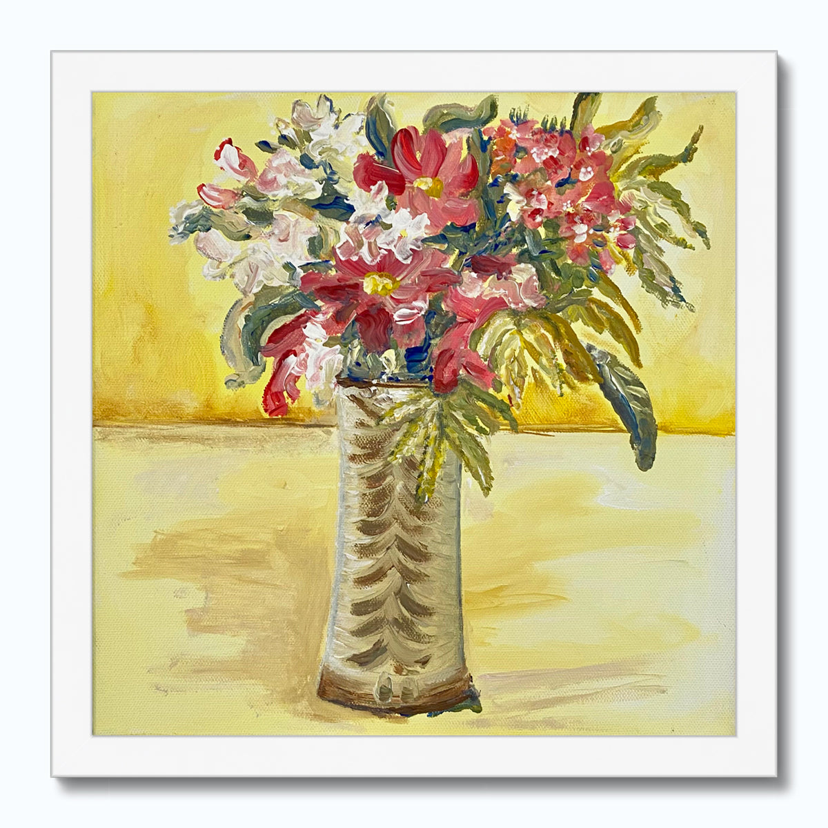 Fluffy and free yellow and flowers print - Rebecca Carr Artist