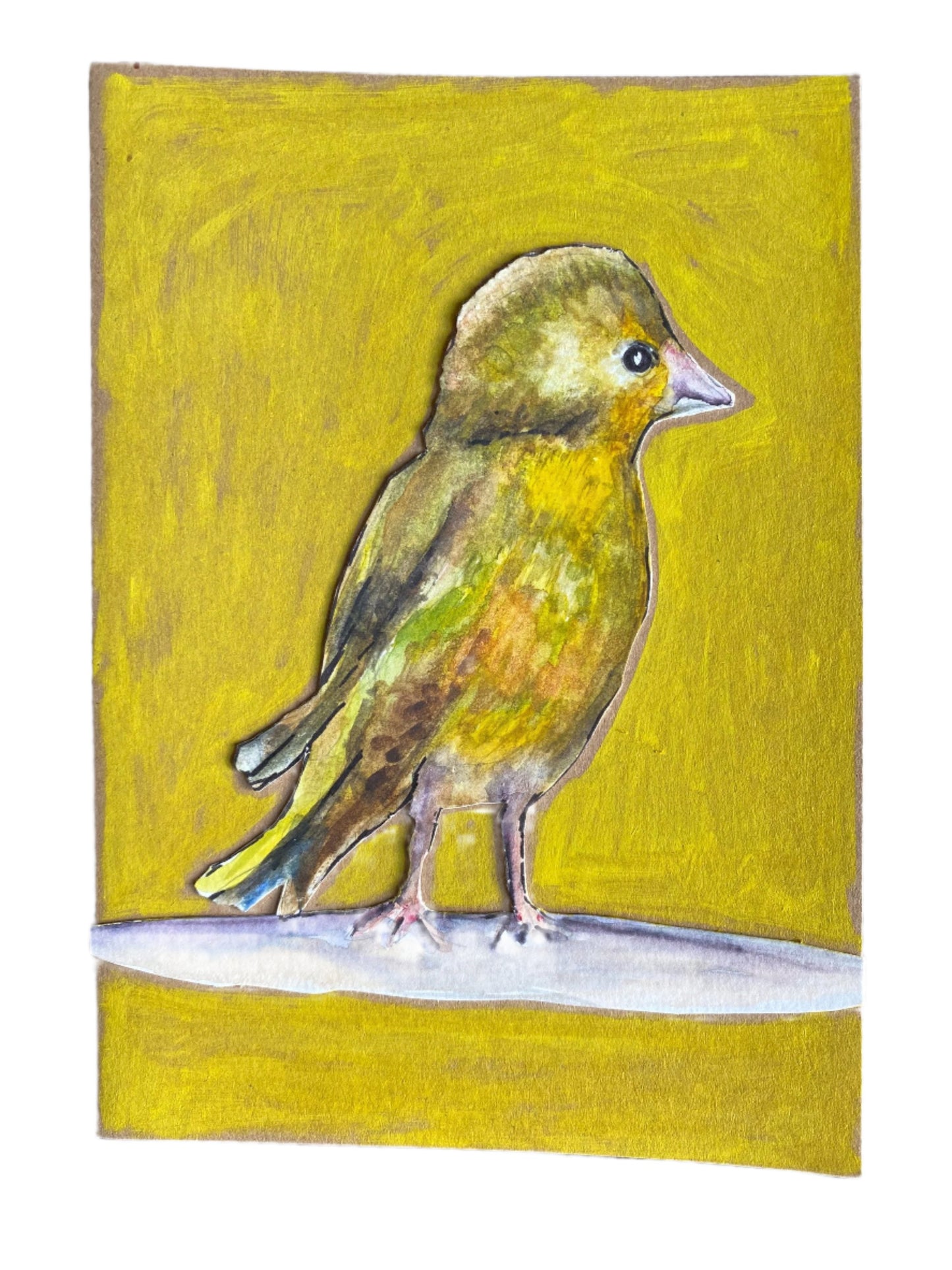 greenfinch bird original rtwork greetings card