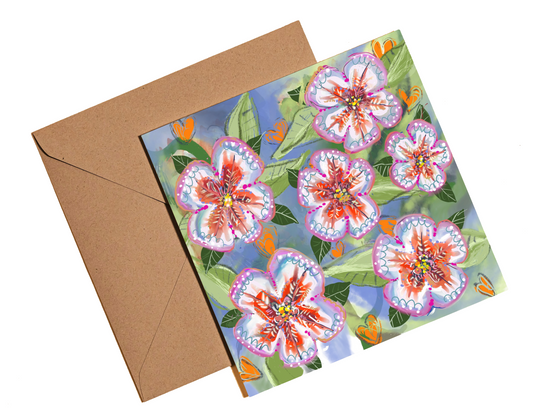 Multi colour tropical flower card