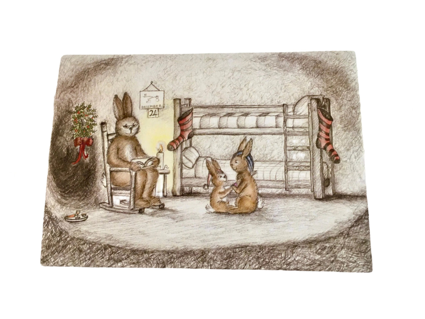 Rabbit in burrow classic Christmas cards