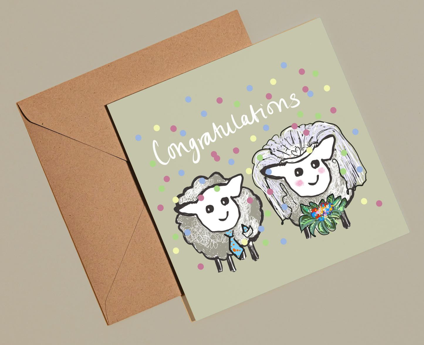 Sheep wedding card