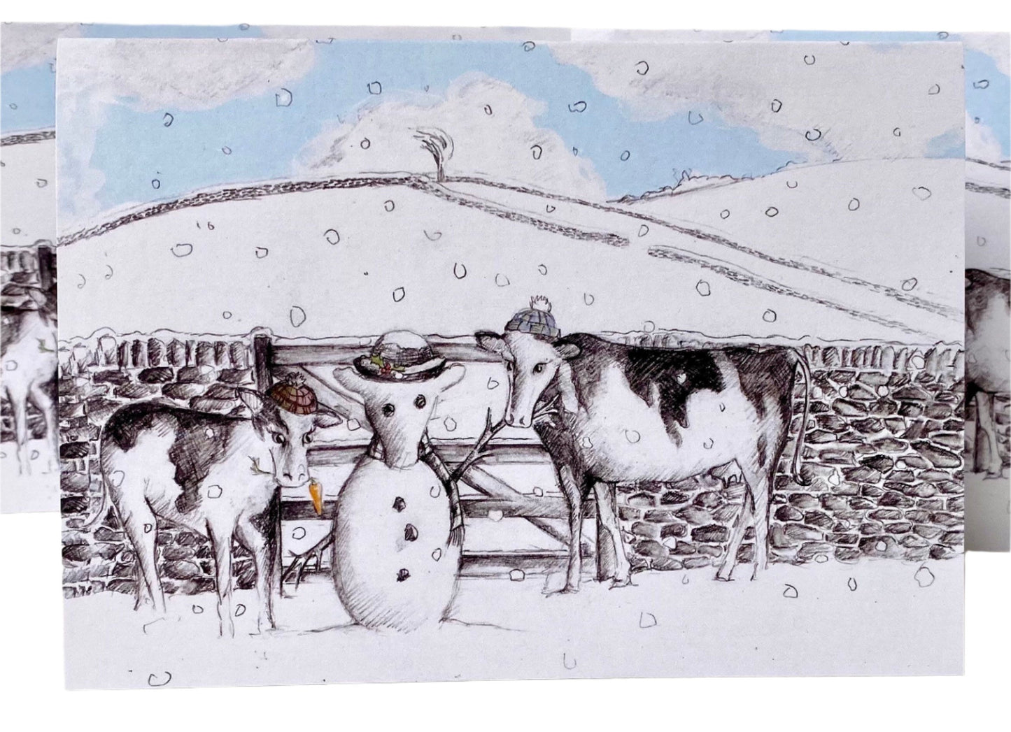 Snow cow classic Christmas card