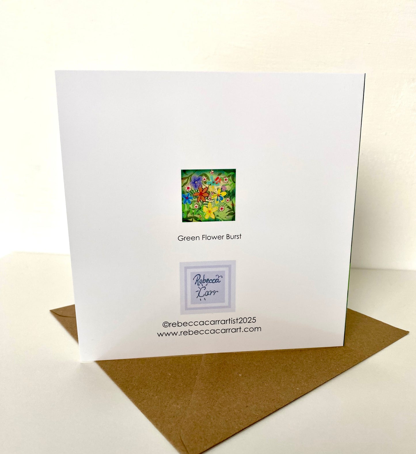 Green flower burst greetings card