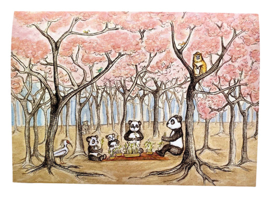 panda picnic lalabuds greetings card