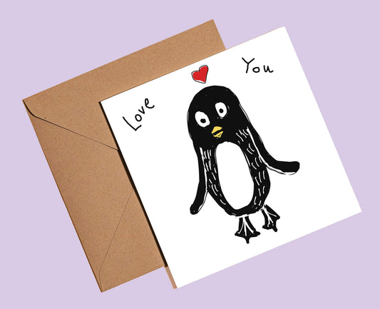 Penguin 'love you' card