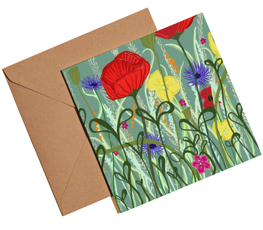 Poppies and wildflower card