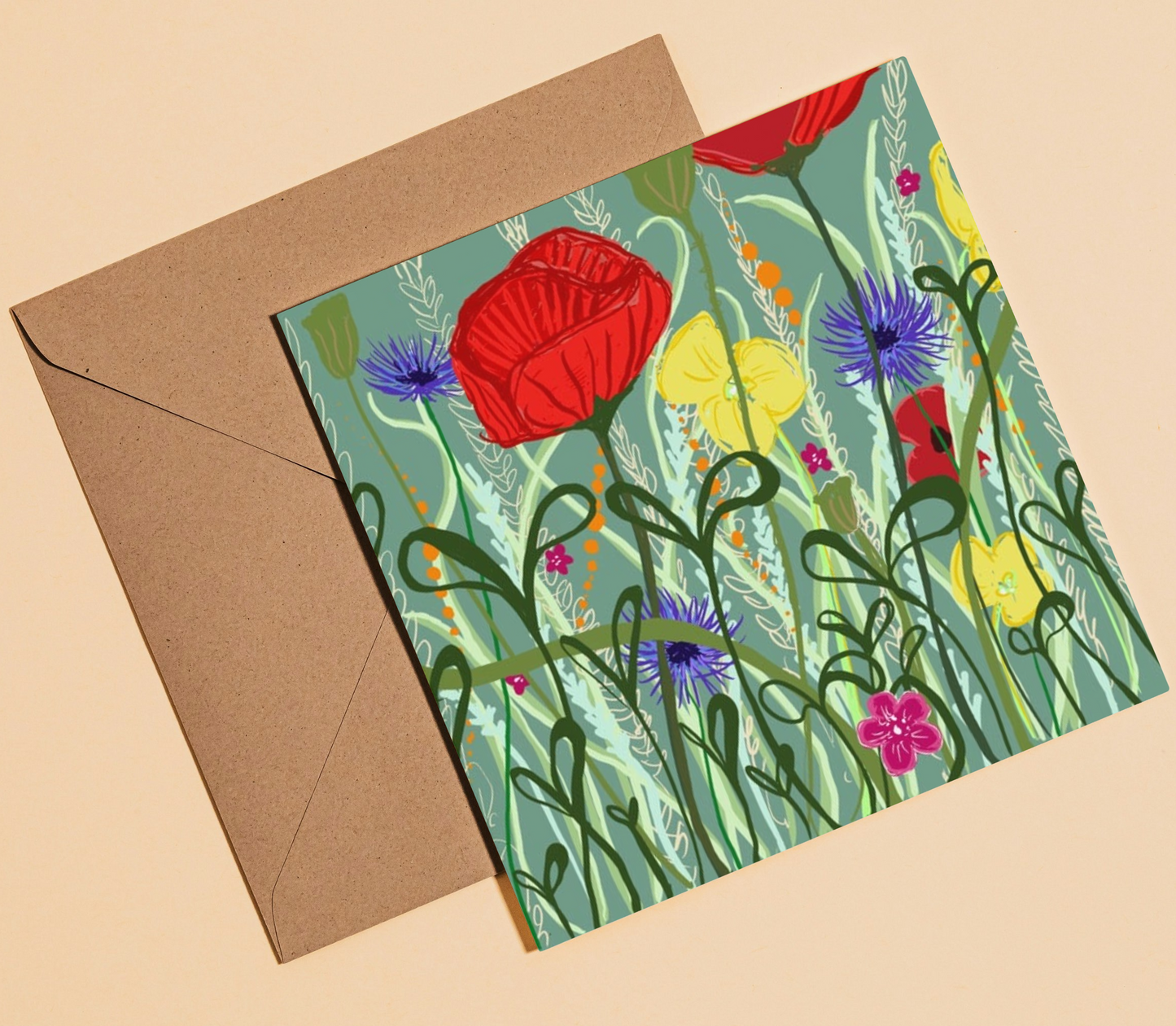 Poppies and wildflower card