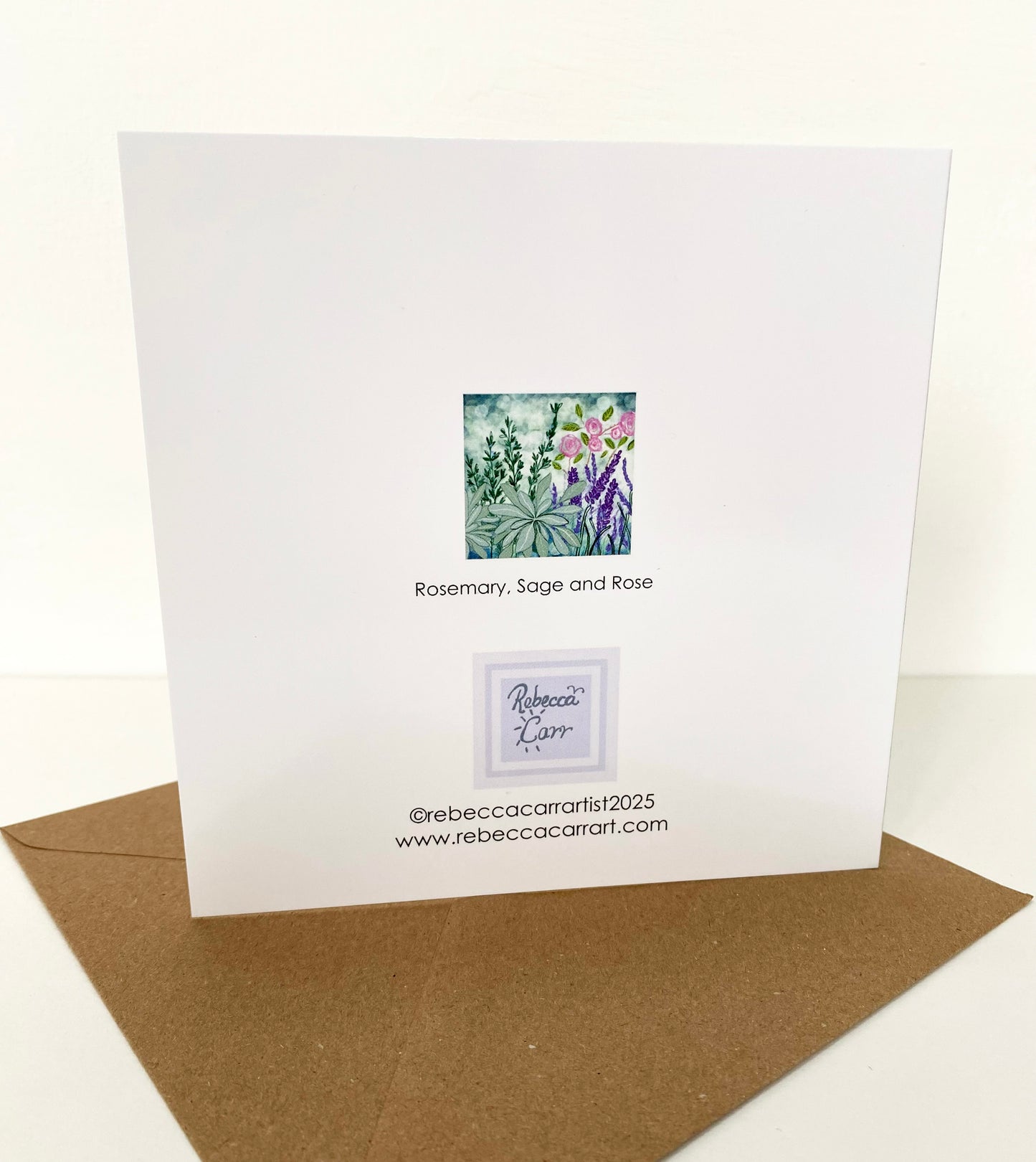 Rosemary, sage and rose greetings card