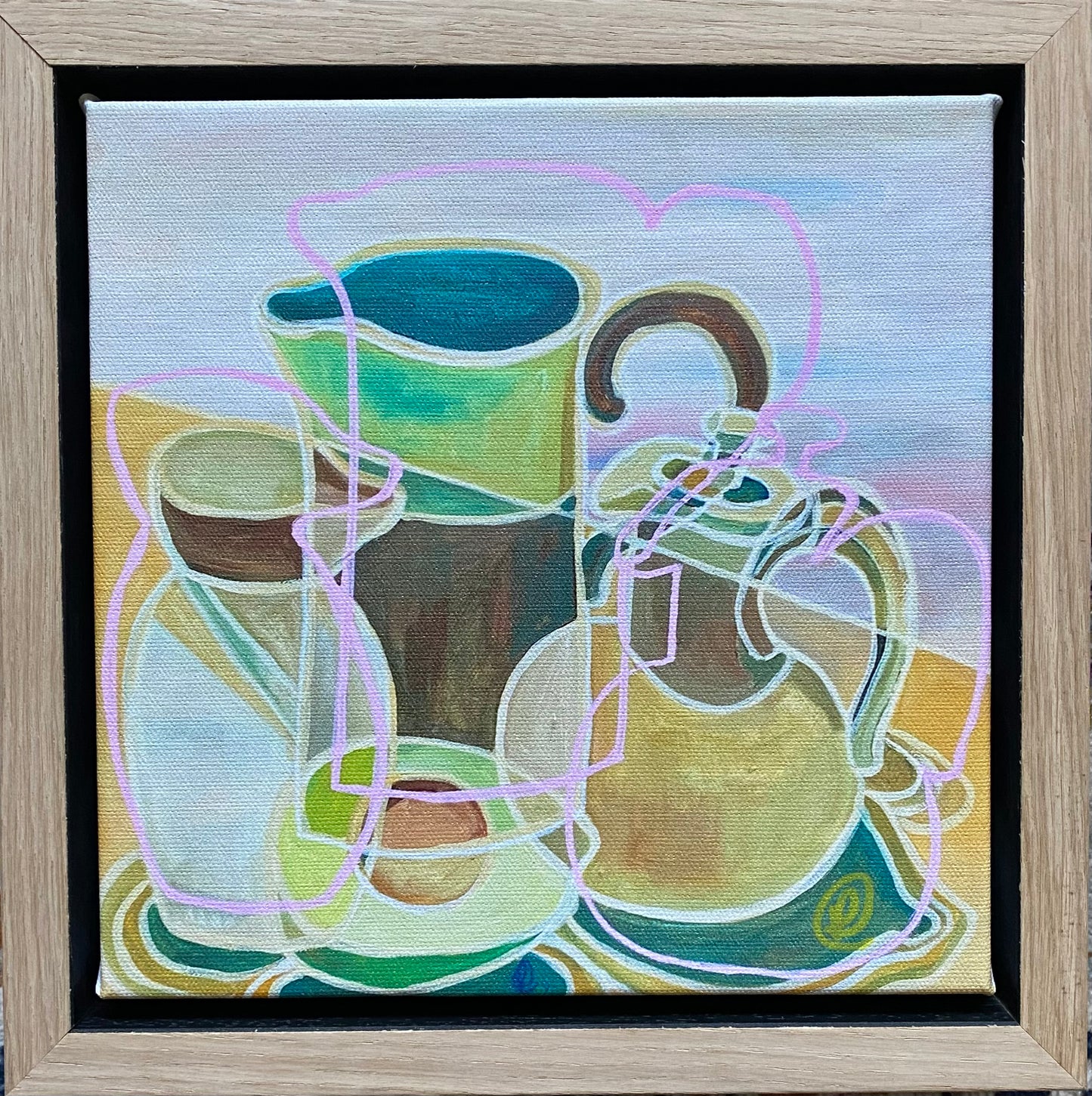 Still life studio pottery prints stretched on canvas framed - Rebecca Carr Artist