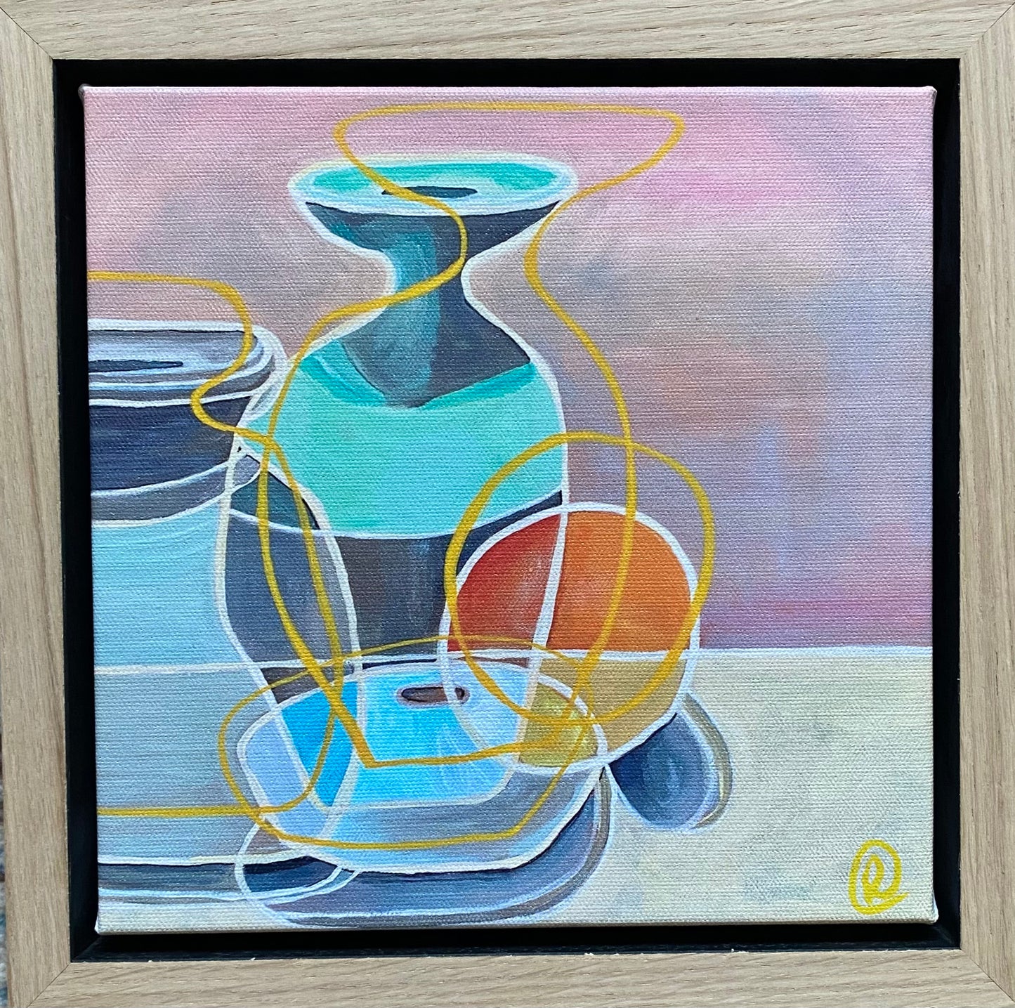 Still life studio pottery prints stretched on canvas framed - Rebecca Carr Artist