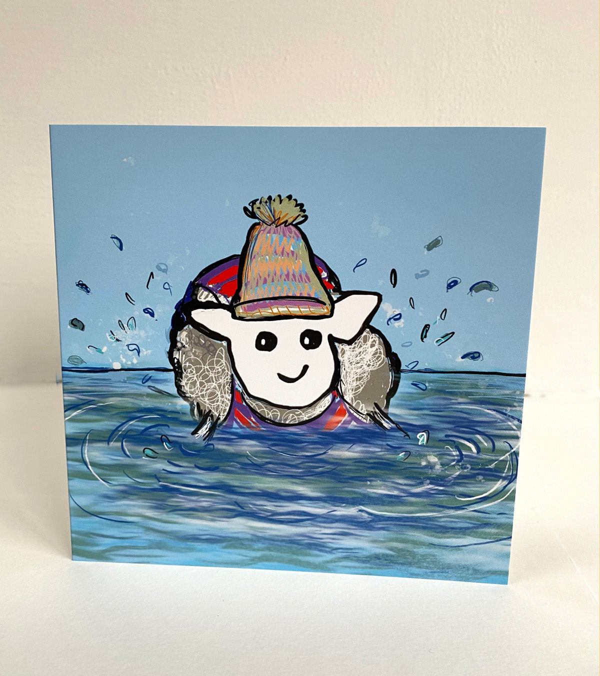 Sheep swimming card