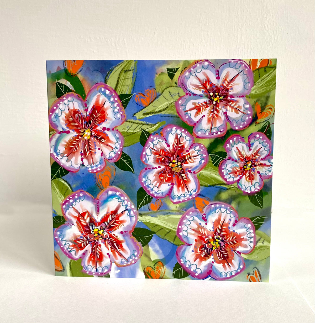 Multi colour tropical flower card