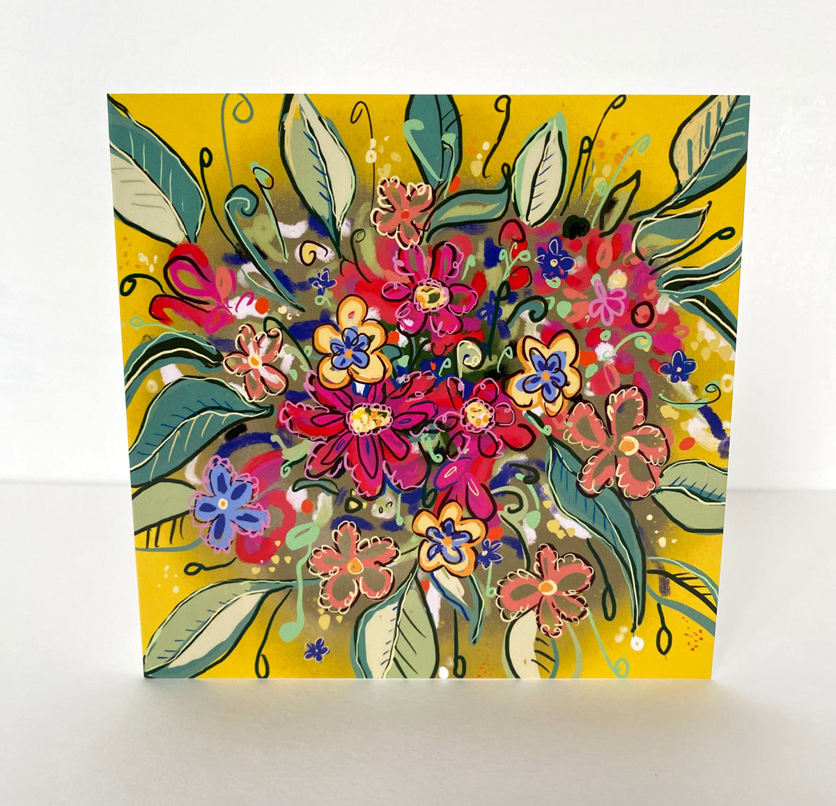 Yellow flower burst greetings card